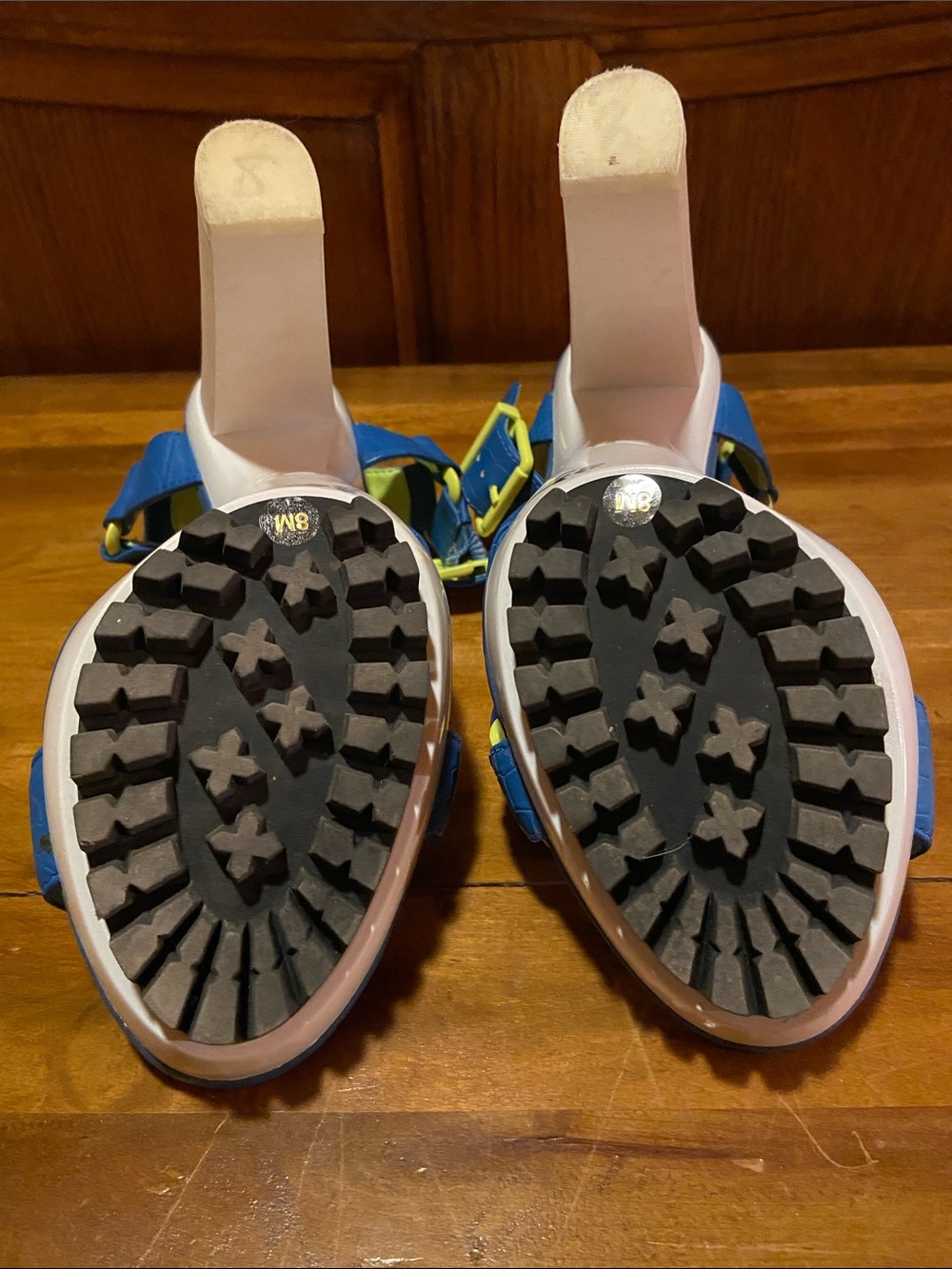 Gianni Bini Blue and Yellow Croc-Texture Platform Heels - Picture 4 of 4